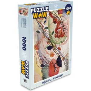 Puzzleverpackung mit abstraktem Aquarellmotiv, inspiriert von Kandinsky, enthält 1000 Teile.